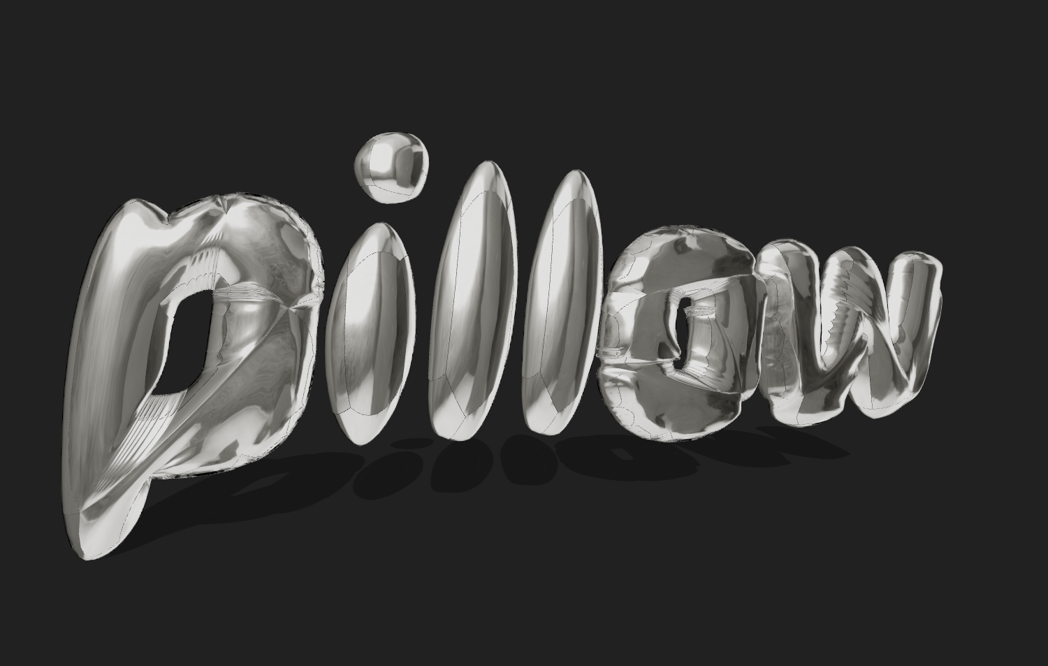 Надувной красивый 3D текст из хрома (Pillow / Balloon Style).